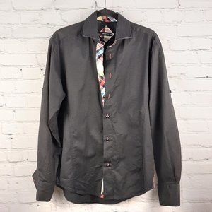 BESPOKE FIT BLACK LONG SLEEVE CONTRAST SHIRT M